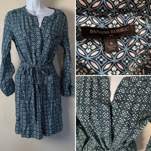 Banana Republic belted tie dress Buttons up sz 6